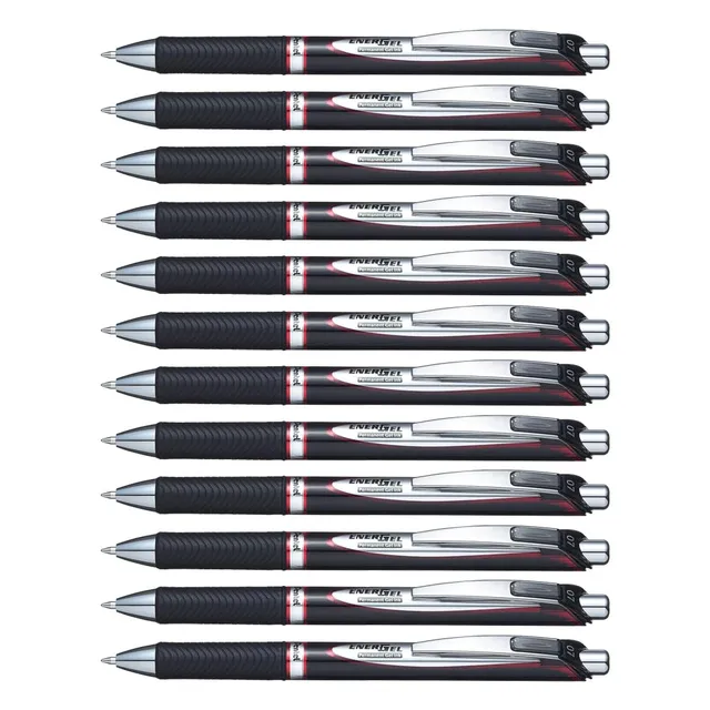 pentel-energel-bl77-x-m-lot-de-12-rollers-gel-r-tractables-0-7-mm-rouge image 1