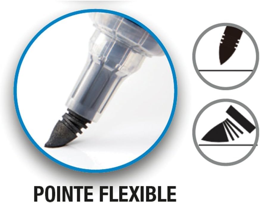 pentel-maxiflo-flex-feel-marqueur-tableau-blanc-noir-pointe-flexible-lot-de-12 image 8