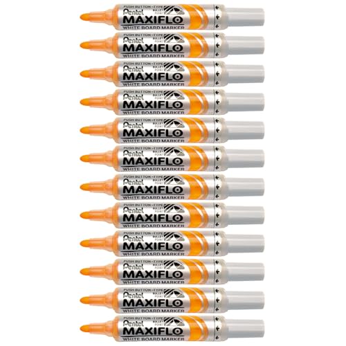 pentel-maxiflo-mwl5m-f-lot-de-12-marqueurs-tableau-blanc-orange-pointe-large-con image 5