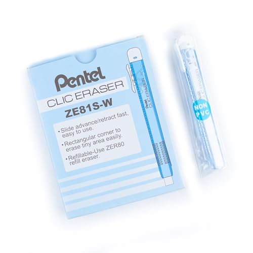 pentel-clic-eraser-ze81-stylo-gomme-rectangulaire-rechargeable-corps-bleu-ciel-t image 7