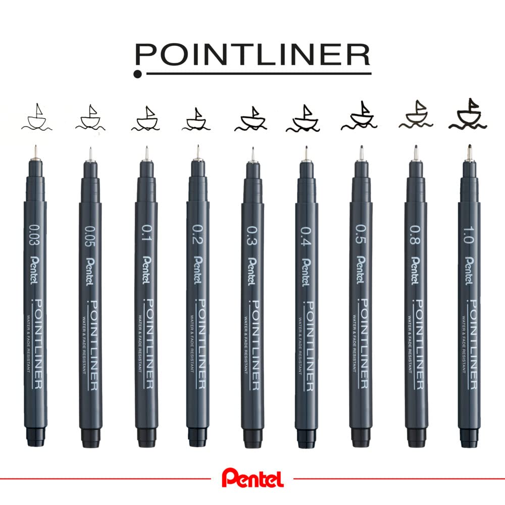pentel-arts-pointliner-s20p-feutre-technique-pointe-calligraphie-2-mm-noir-lot-d image 3