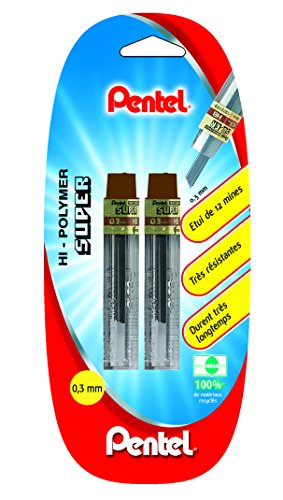 pentel-super-hi-polymer-300-mines-0-3-mm-hb-lot-de-2-x-12-mines image 2