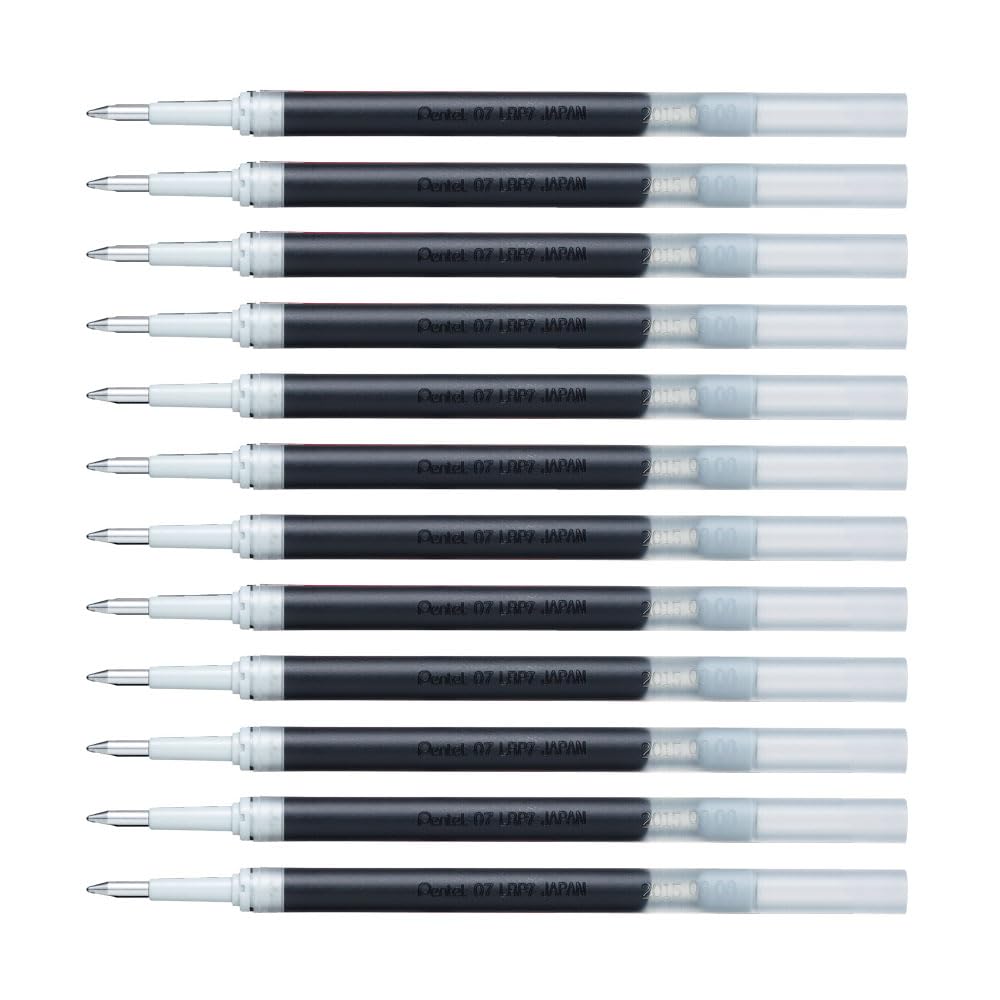pentel-energel-lrp7-a-recharge-roller-gel-noir-permanent-lot-de-12 image 2