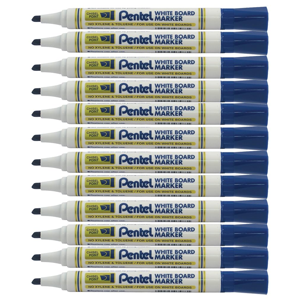 pentel-mw86-b-lot-de-12-marqueurs-tableau-blanc-pointe-biseaut-e-rouge image 3