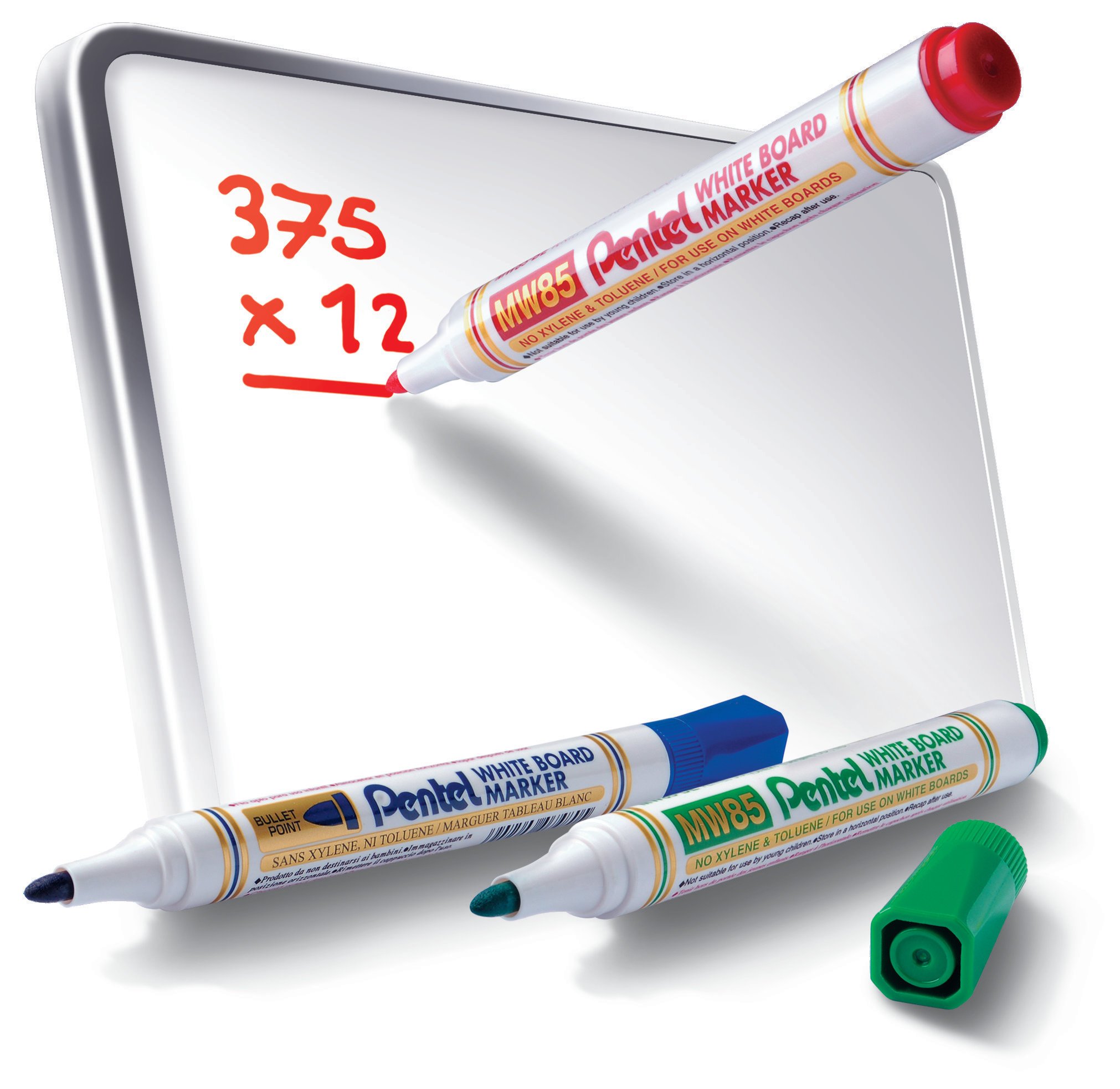 pentel-mw85-b-white-marker-lot-de-12-marqueurs-tableau-blanc-4-5-mm-rouge image 4