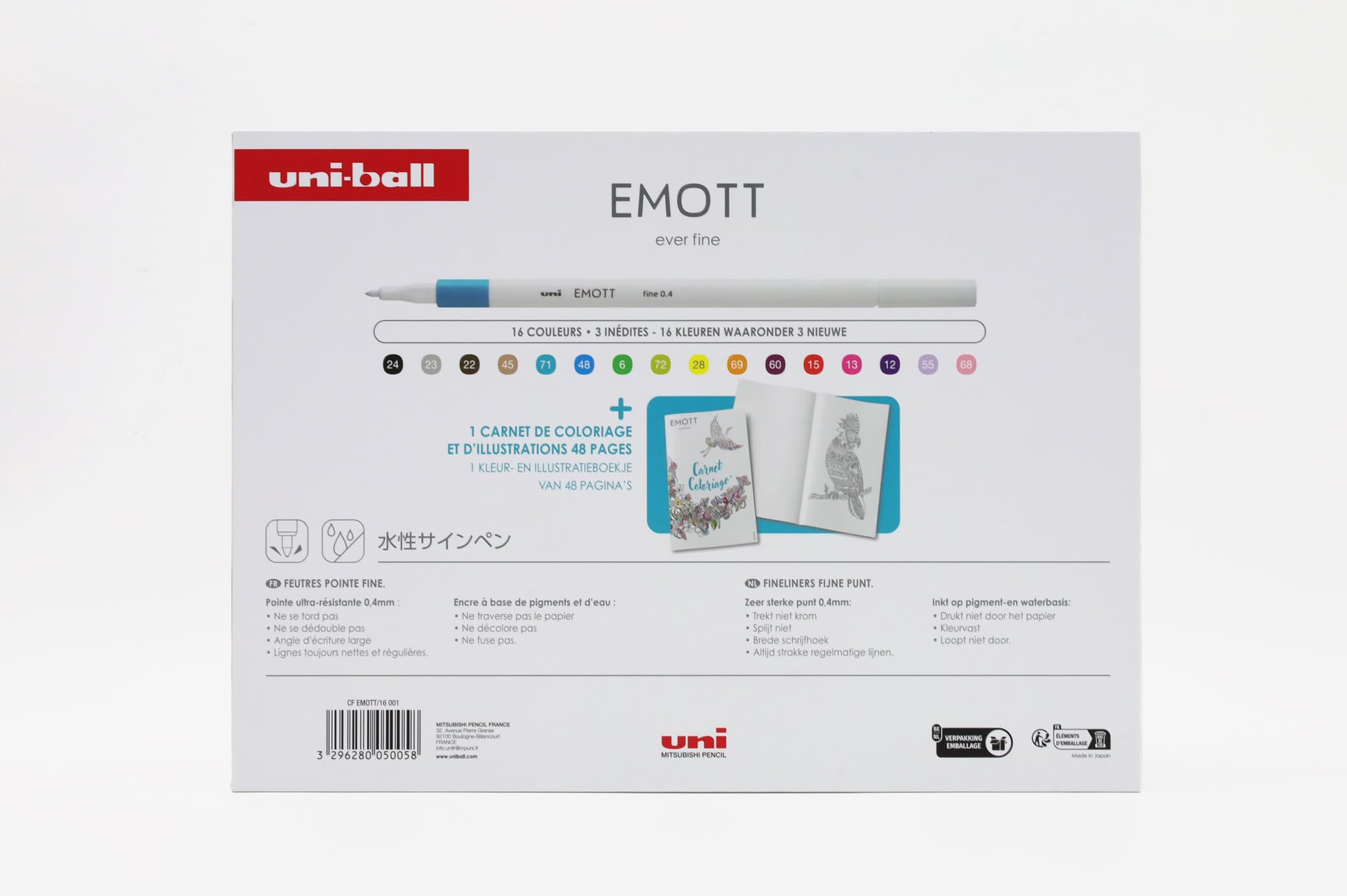uni-ball-emott-feutre-fin-0-4-mm-coffret-16-couleurs-carnet-coloriage-a5 image 7