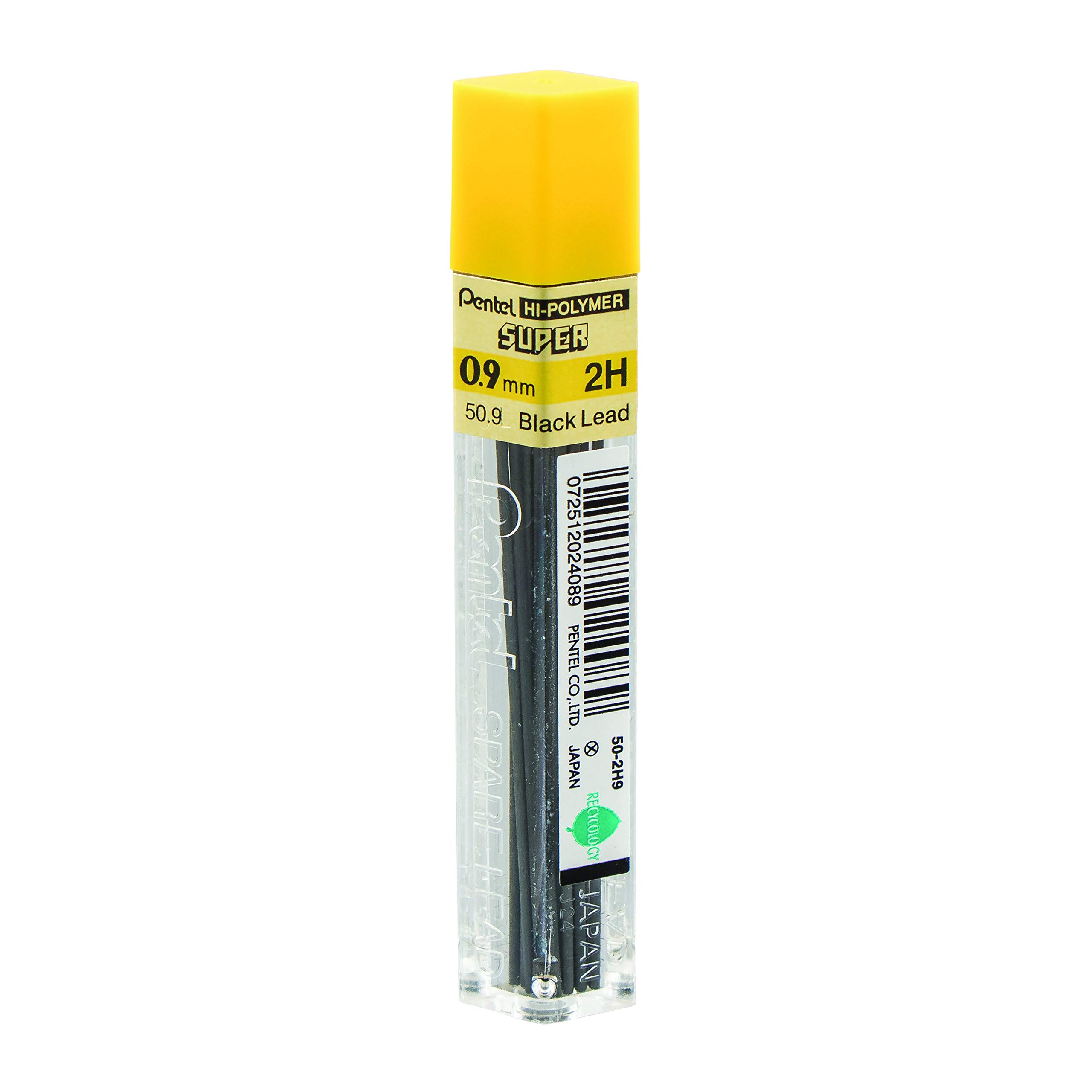 pentel-super-hi-polymer-mines-0-9-mm-2h-lot-de-12-tuis-de-15-mines image 2
