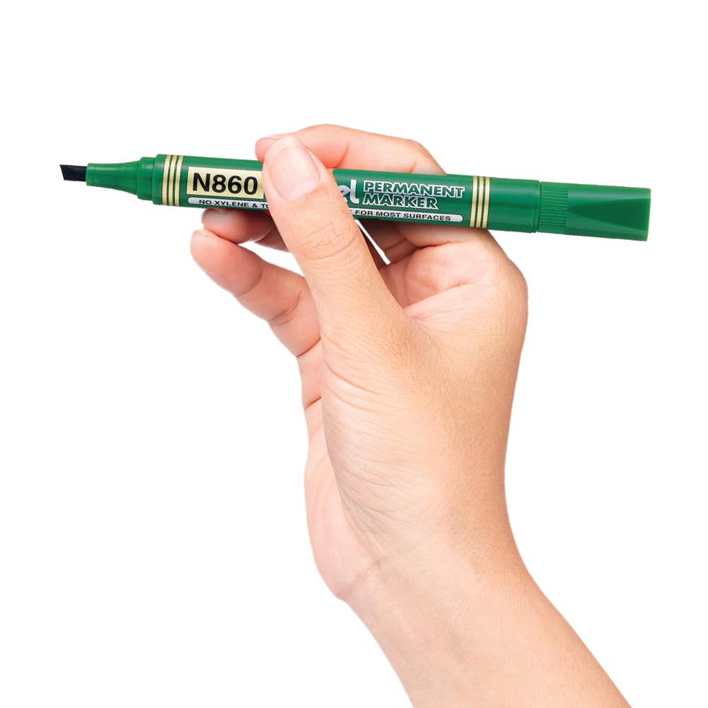 pentel-n860-marqueur-permanent-biseaut-2-3-x-4-5-mm-vert-lot-de-12 image 2