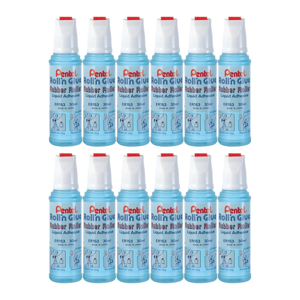 pentel-er153-s-roll-n-glue-lot-de-12-colles-liquides-transparentes-et-inodores-3 image 1