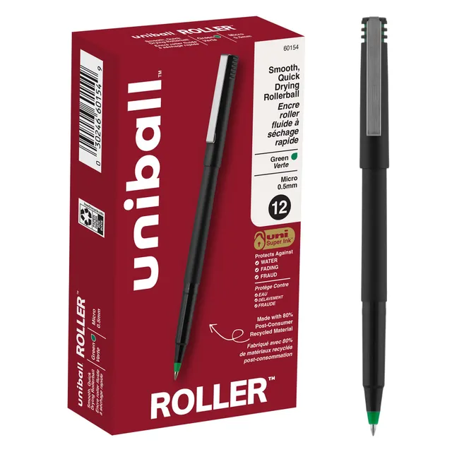 uni-ball-roller-ball-stick-micro-vert-lot-de-12 image 1