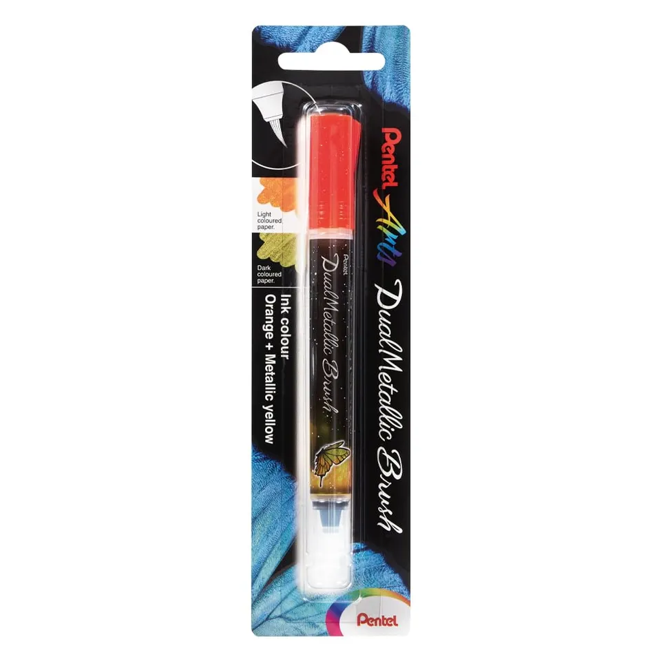 pentel-arts-dual-metallic-brush-xgfh-feutre-pinceau-encre-gel-m-tallis-e-orange- image 1