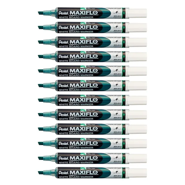 pentel-maxiflo-marqueur-tableau-blanc-pointe-biseaut-e-vert-lot-de-12 image 1