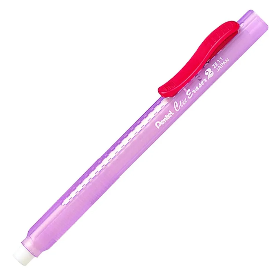 pentel-ain-ze11t-b-stylo-gomme-rechargeable-rose-translucide-lot-de-12 image 1