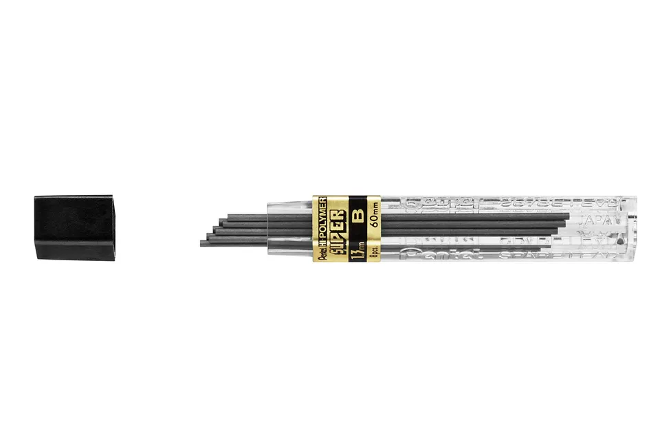 pentel-super-hi-polymer-ch13-lot-de-12-tuis-de-8-mines-graphite-1-3-mm-densit-b- image 1