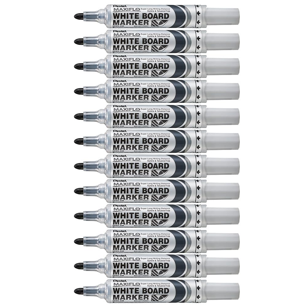 pentel-maxiflo-mwl5m-marqueur-tableau-blanc-violet-pointe-conique-large-6-mm-lot image 1