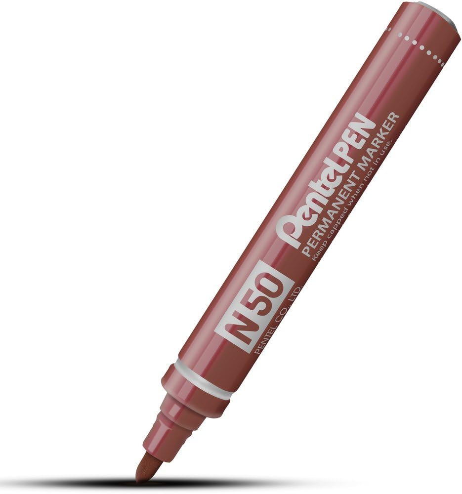 pentel-pen-n50-lot-de-12-marqueurs-permanents-pointe-moyenne-marron image 3