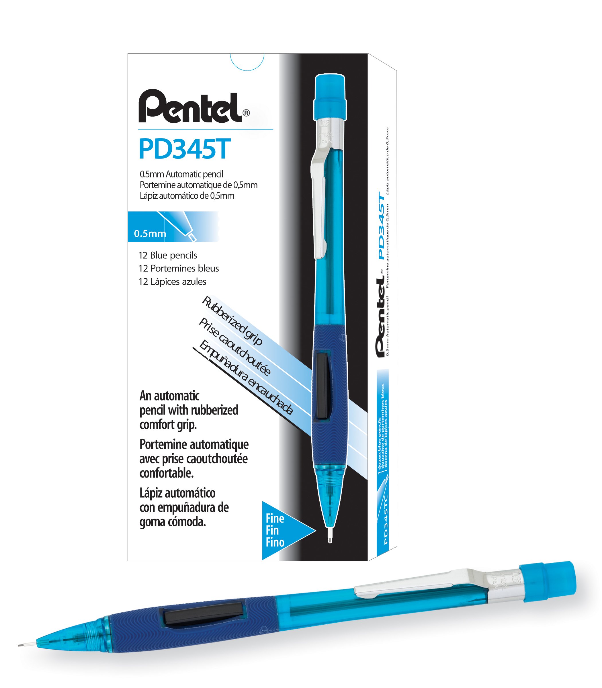 pentel-pd345t-graph-lot-de-12-porte-mines-0-5-mm-canon-fixe-4-mm-noir image 1
