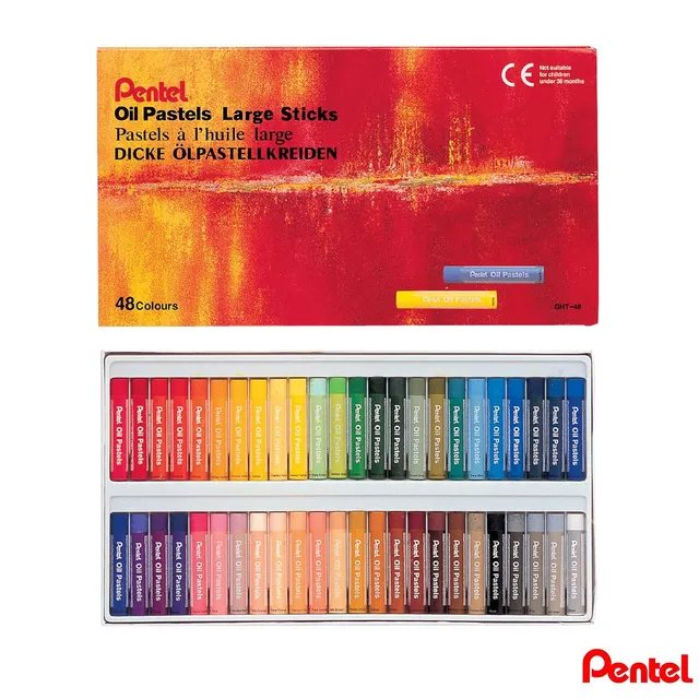 pentel-gh-48-bo-te-de-48-pastels-l-huile-10-mm-couleurs-assorties image 1