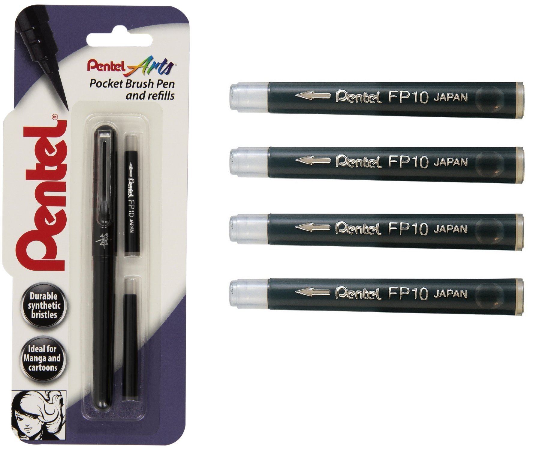 pentel-pocket-brush-fp10-cartouches-encre-noire-lot-de-12-tuis-de-4-cartouches image 2