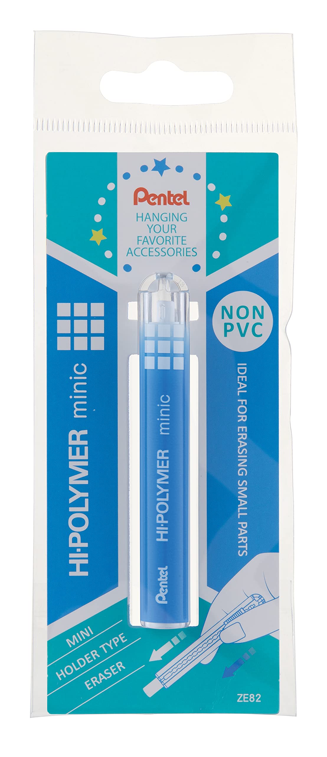 pentel-minic-ze82-stylo-gomme-compact-corps-bleu image 1