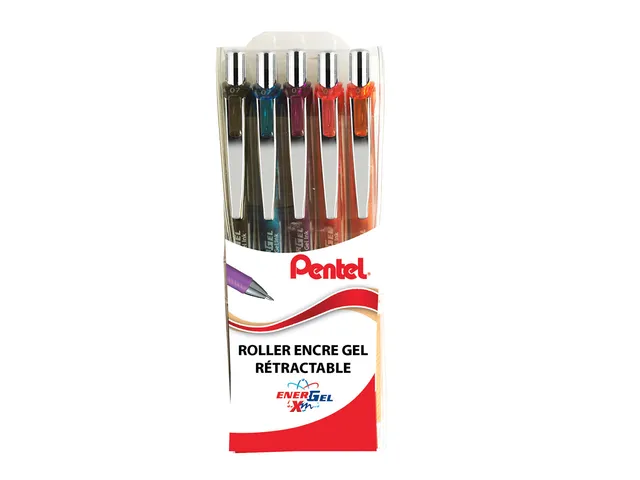 pentel-bl77-energel-roller-gel-r-tractable-0-7-mm-pochette-5-couleurs-noir-viole image 1