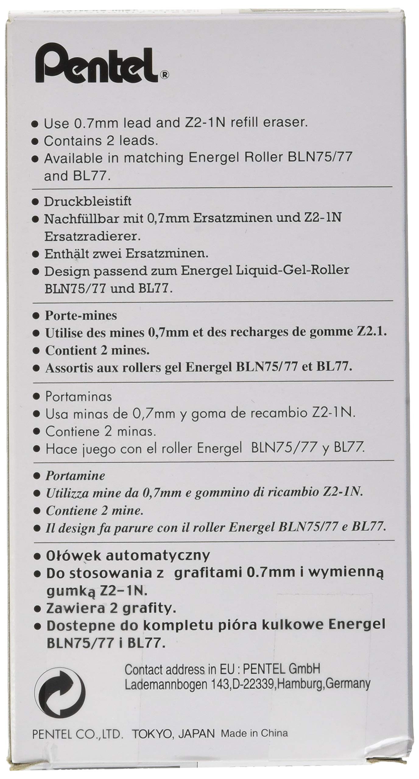 pentel-pl77-a-porte-mine-0-7-mm-aluminium-noir-lot-de-12 image 3