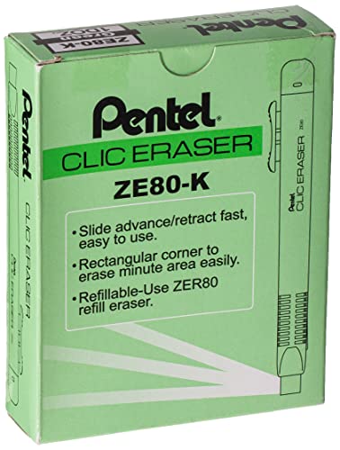 pentel-ze80-k-clic-eraser-stylo-gomme-rechargeable-vert-clair-lot-de-12 image 5