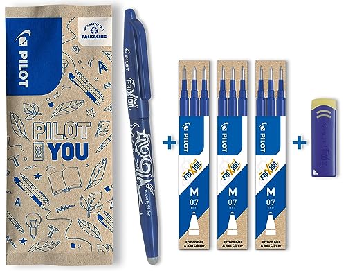 pilot-frixion-ball-07-stylo-effa-able-bleu-9-recharges-gomme image 3