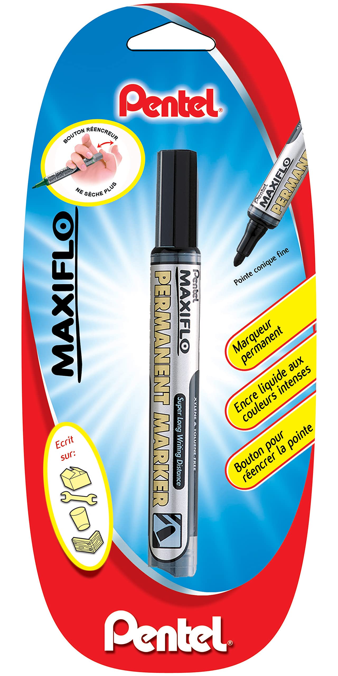 pentel-maxiflo-nlf50-marqueur-permanent-pointe-conique-moyenne-1-1-mm-noir image 1