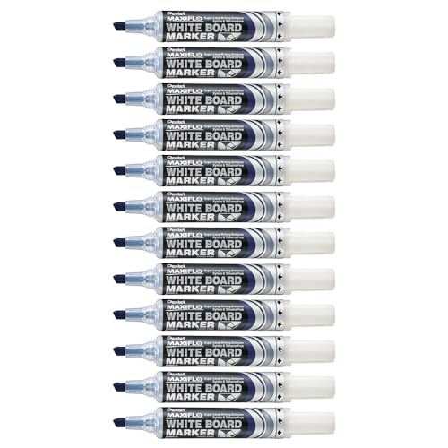 pentel-maxiflo-mwl6-marqueur-tableau-blanc-pointe-biseaut-e-lot-de-12-bleu image 5