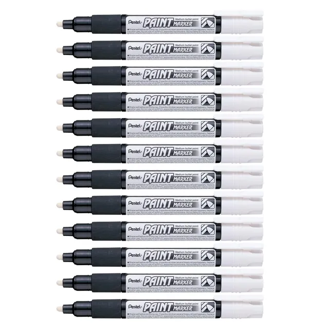 pentel-paint-marker-lot-de-12-marqueurs-peinture-permanents-blancs-pointe-4-mm image 1
