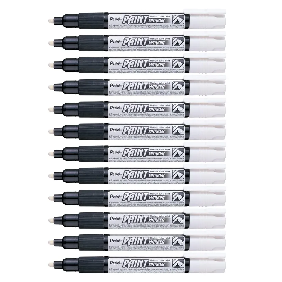 pentel-paint-marker-lot-de-12-marqueurs-peinture-permanents-blancs-pointe-4-mm image 1
