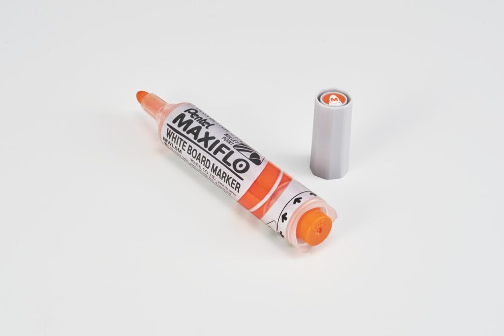 pentel-maxiflo-mwl5m-f-lot-de-12-marqueurs-tableau-blanc-orange-pointe-large-con image 3