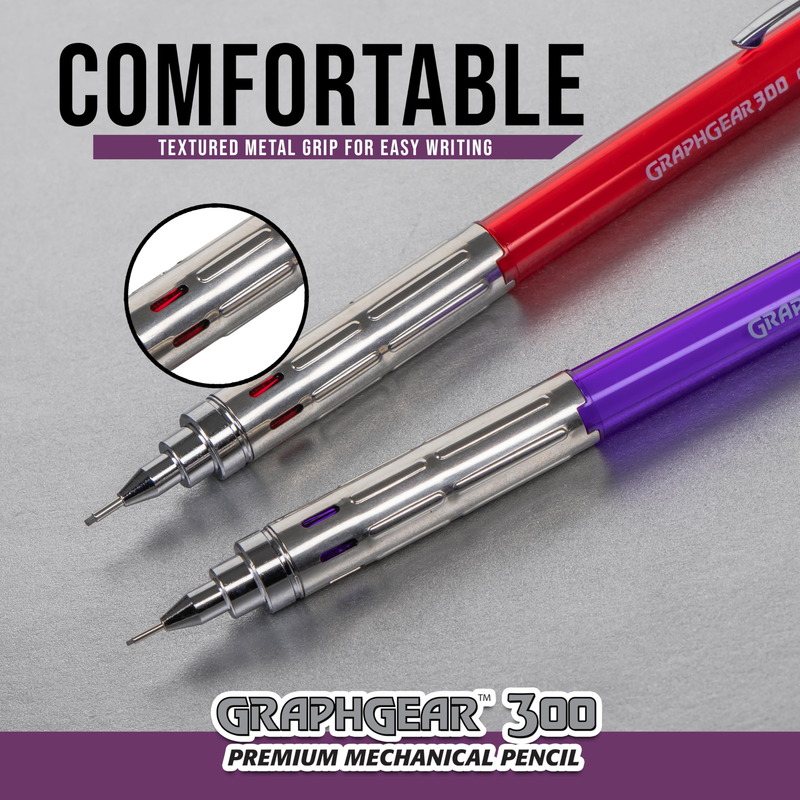 pentel-graphgear-300-pg313-porte-mine-technique-0-3-mm-corps-orange-transparent- image 3