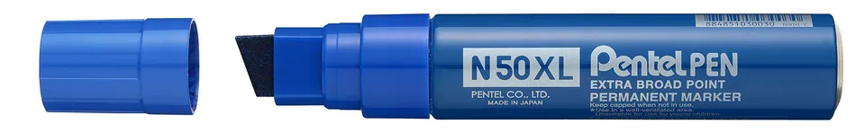 pentel-pen-n50xl-marqueur-permanent-extra-large-biseaut-lot-de-6-bleu image 1