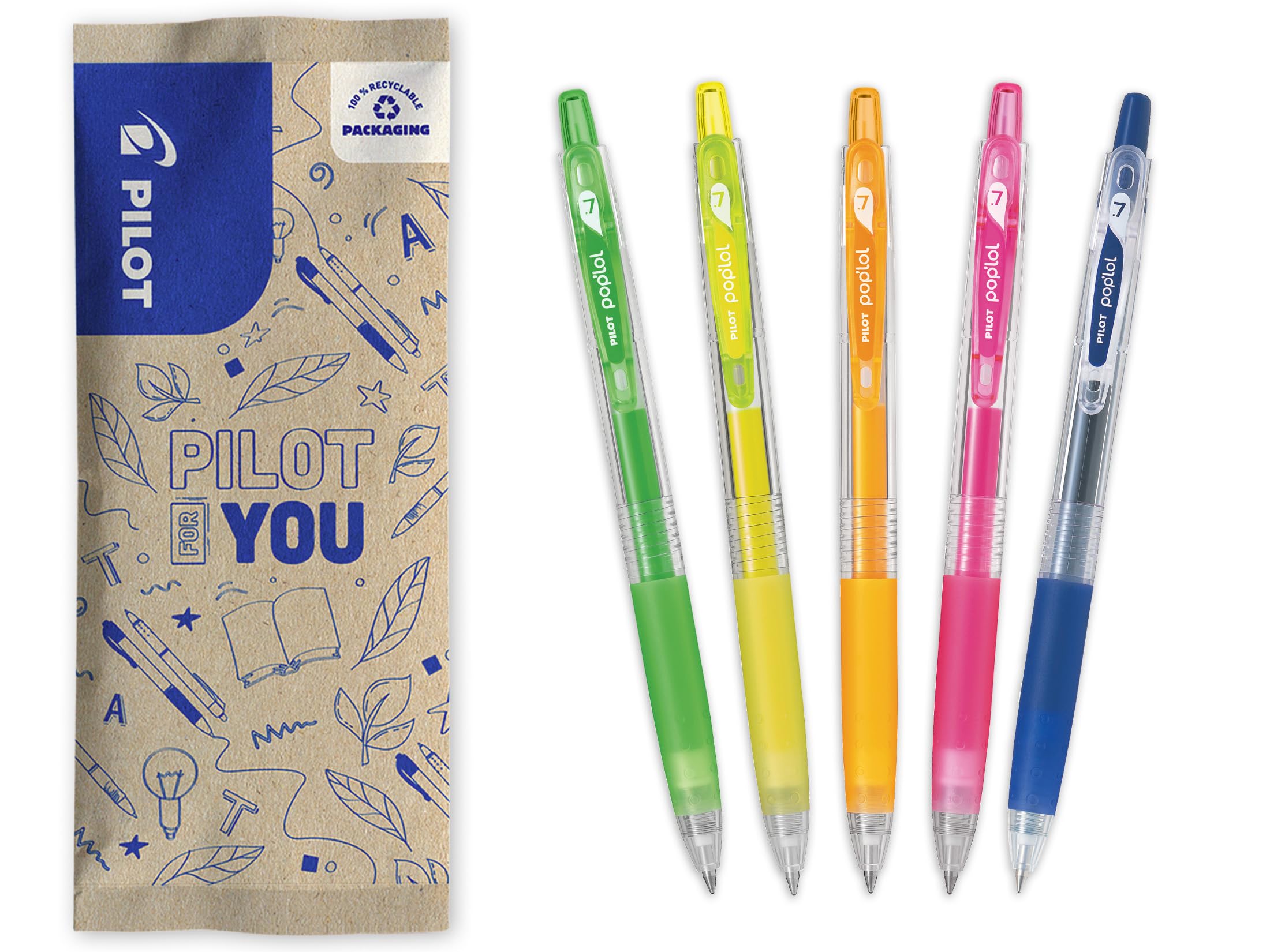 pilot-pop-lol-stylo-roller-encre-gel-r-tractable-lot-de-5-couleurs-n-ons-pointe- image 1