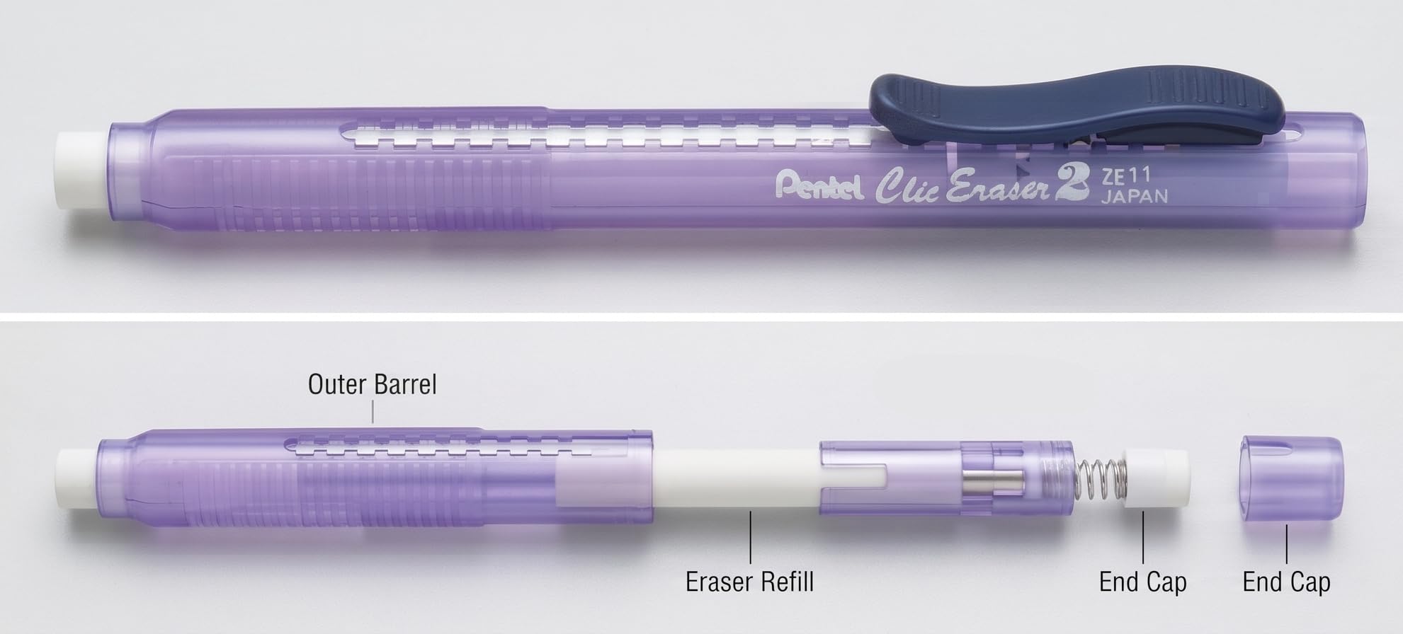 pentel-ain-ze11t-c-stylo-gomme-rechargeable-bleu-translucide-lot-de-12 image 3