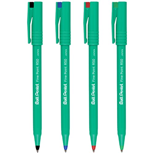 pentel-r50-roller-encre-liquide-0-8-mm-lot-de-4-noir-bleu-rouge-vert image 7