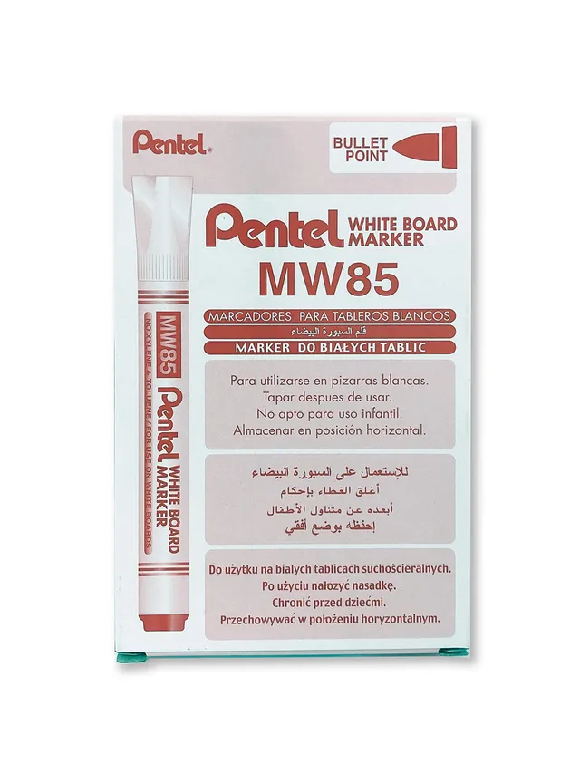 pentel-mw85-b-white-marker-lot-de-12-marqueurs-tableau-blanc-4-5-mm-rouge image 1