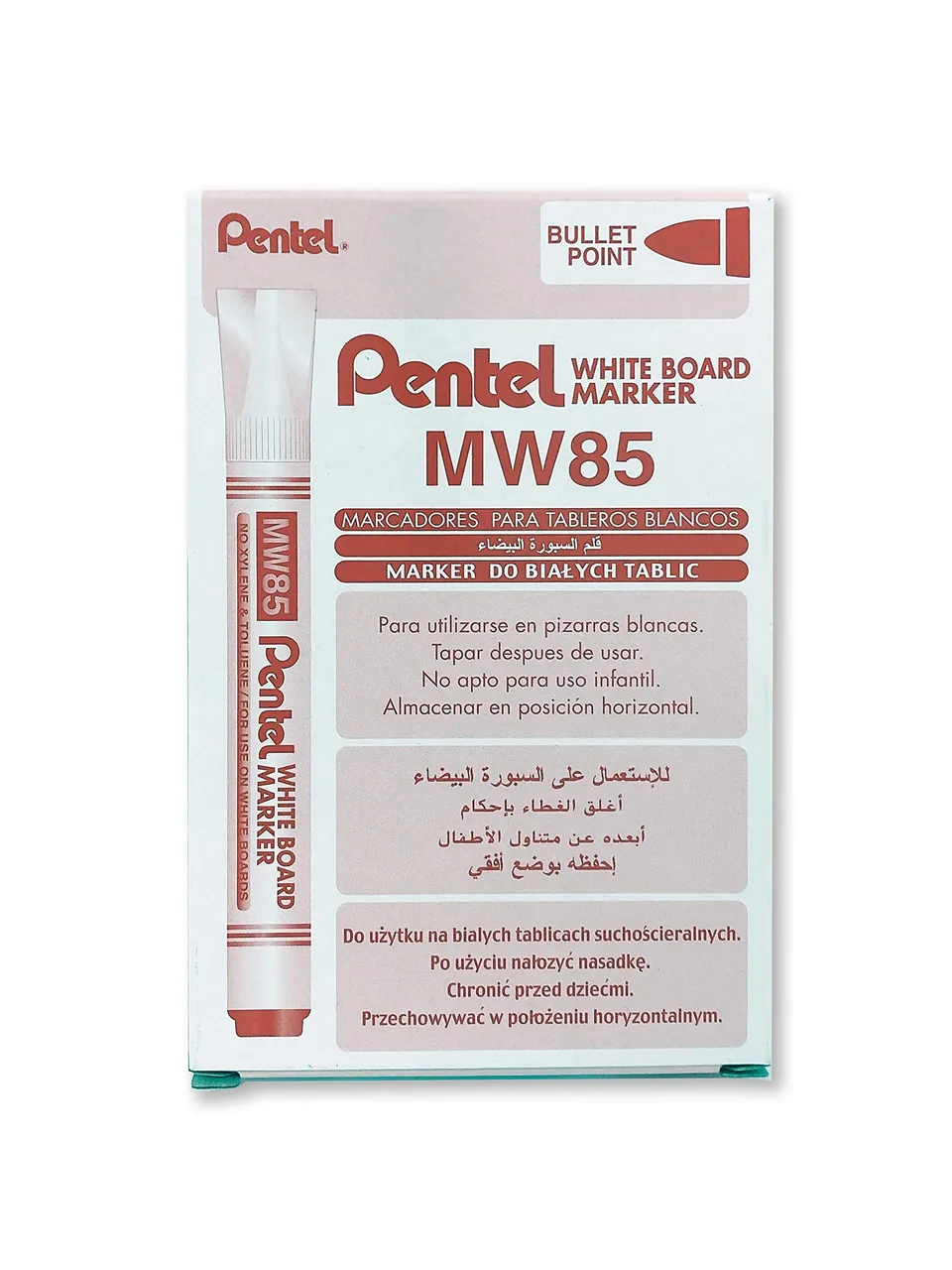 pentel-mw85-b-white-marker-lot-de-12-marqueurs-tableau-blanc-4-5-mm-rouge image 1