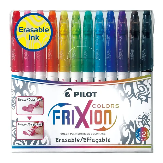 pilot-frixion-colors-feutres-effa-ables-pointe-moyenne-conique-lot-de-12-couleur image 1