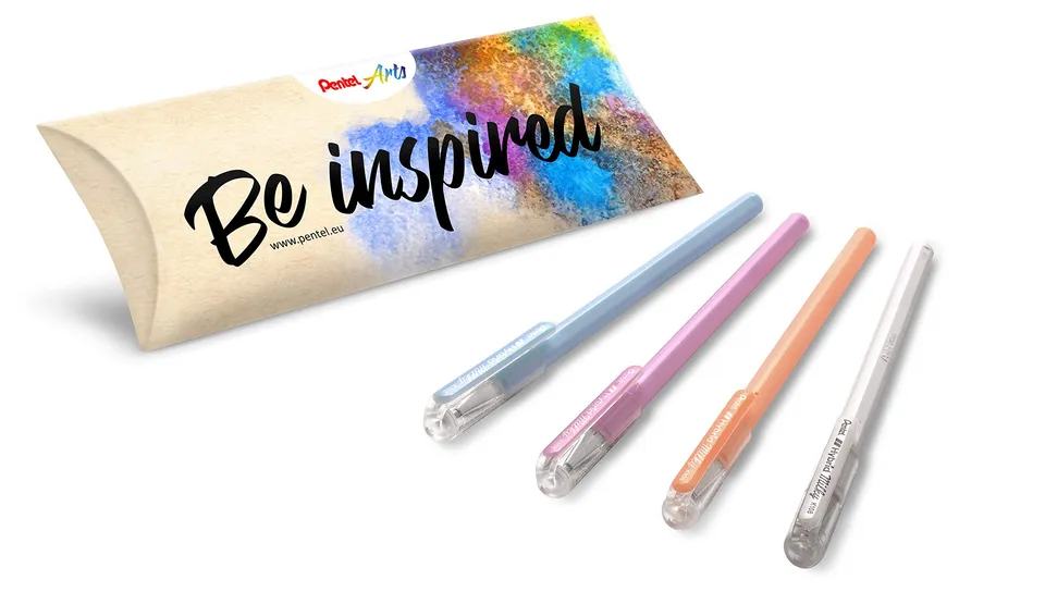 pentel-arts-hybrid-milky-k108-p-roller-encre-gel-pastel-pack-de-4-bleu-violet-or image 1