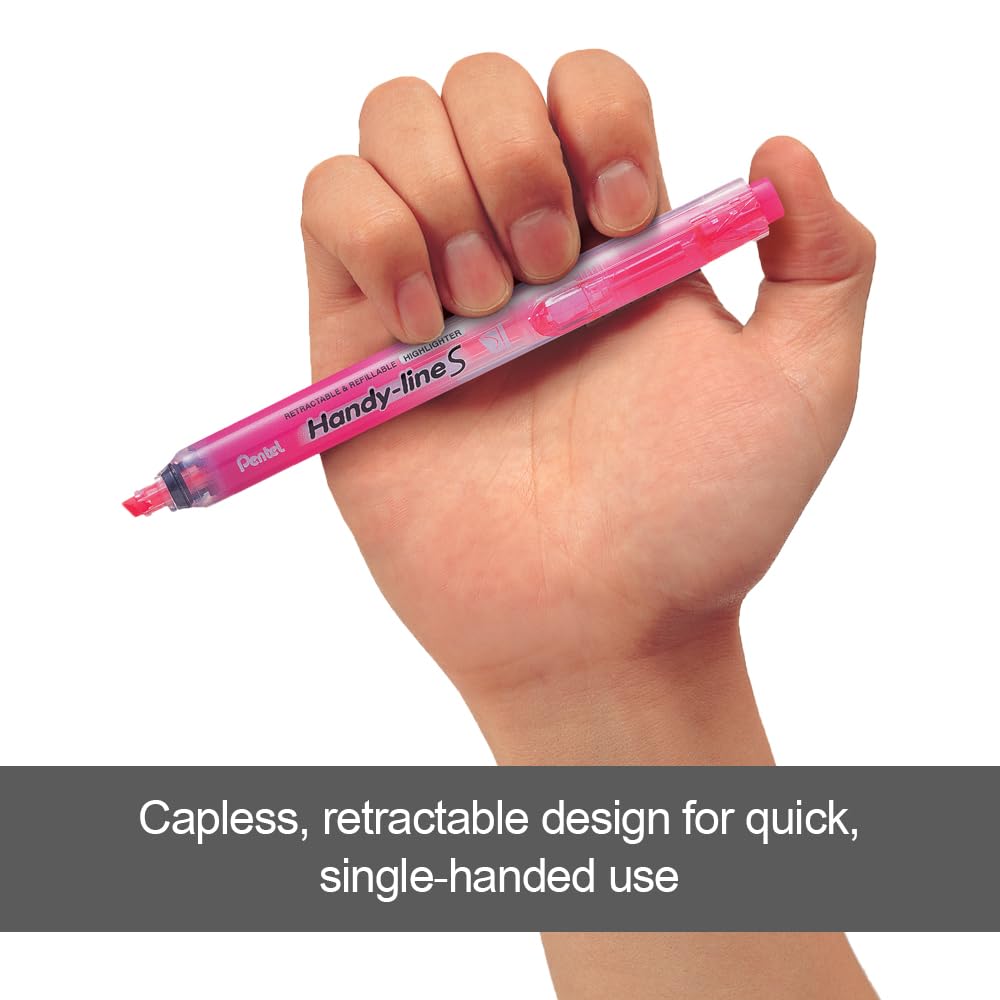 pentel-sxs15-handy-line-s-lot-de-12-surligneurs-r-tractables-roses-rechargeables image 2