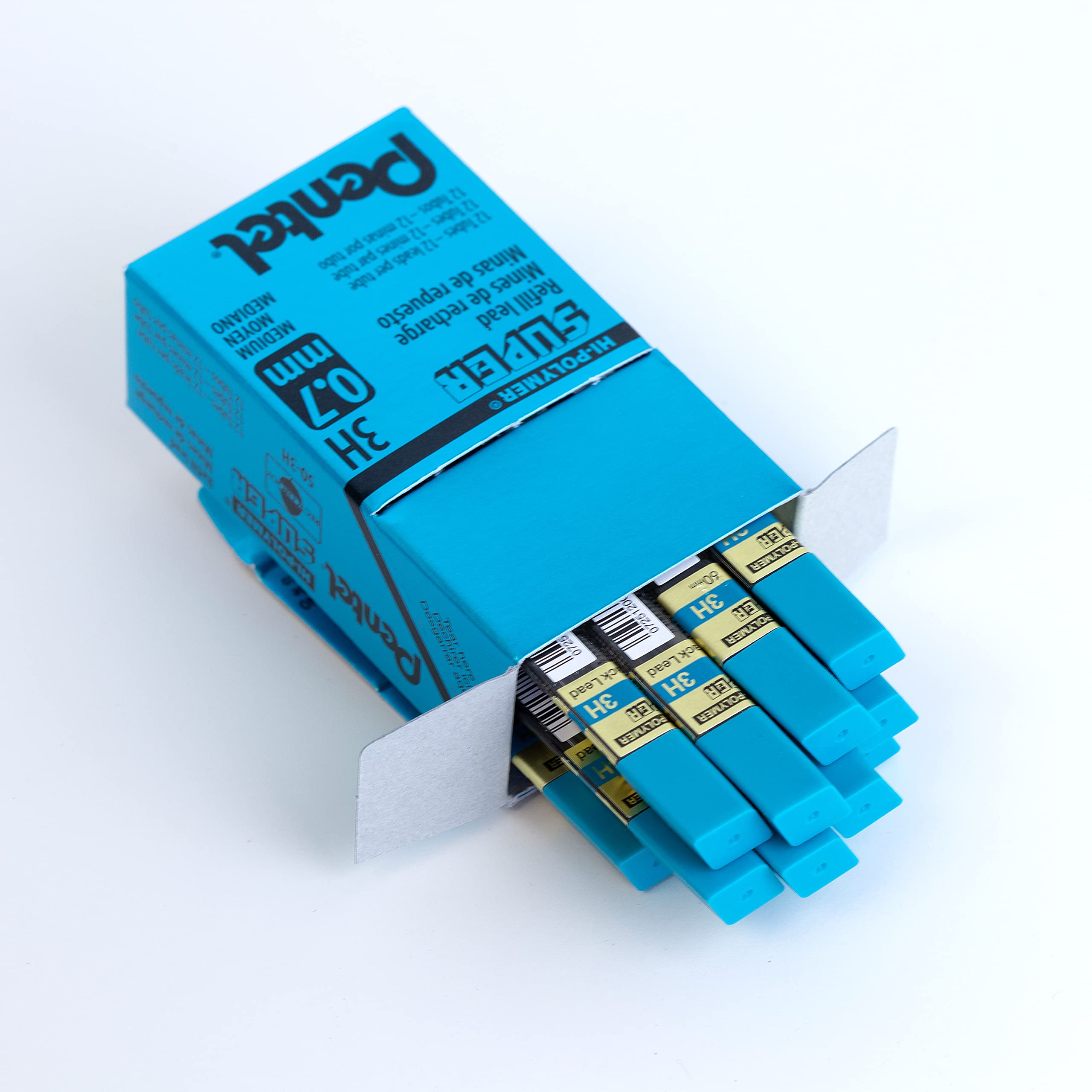 pentel-super-hi-polymer-mines-0-7-mm-3h-lot-de-12-tuis-de-12-mines image 2