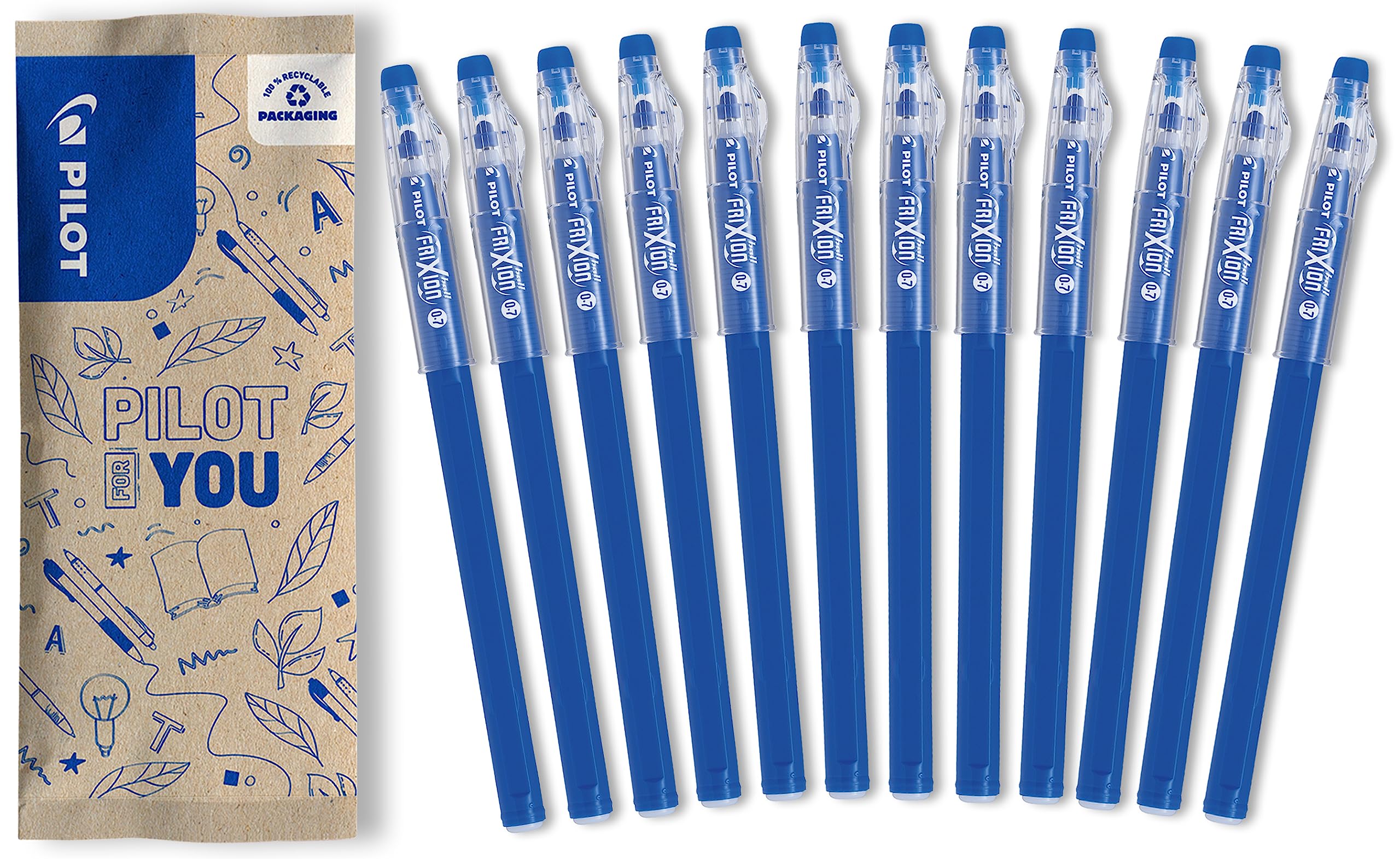 pilot-frixion-ball-stick-0-7-mm-roller-gel-effa-able-12-stylos-4-bleus-4-noirs-2 image 8