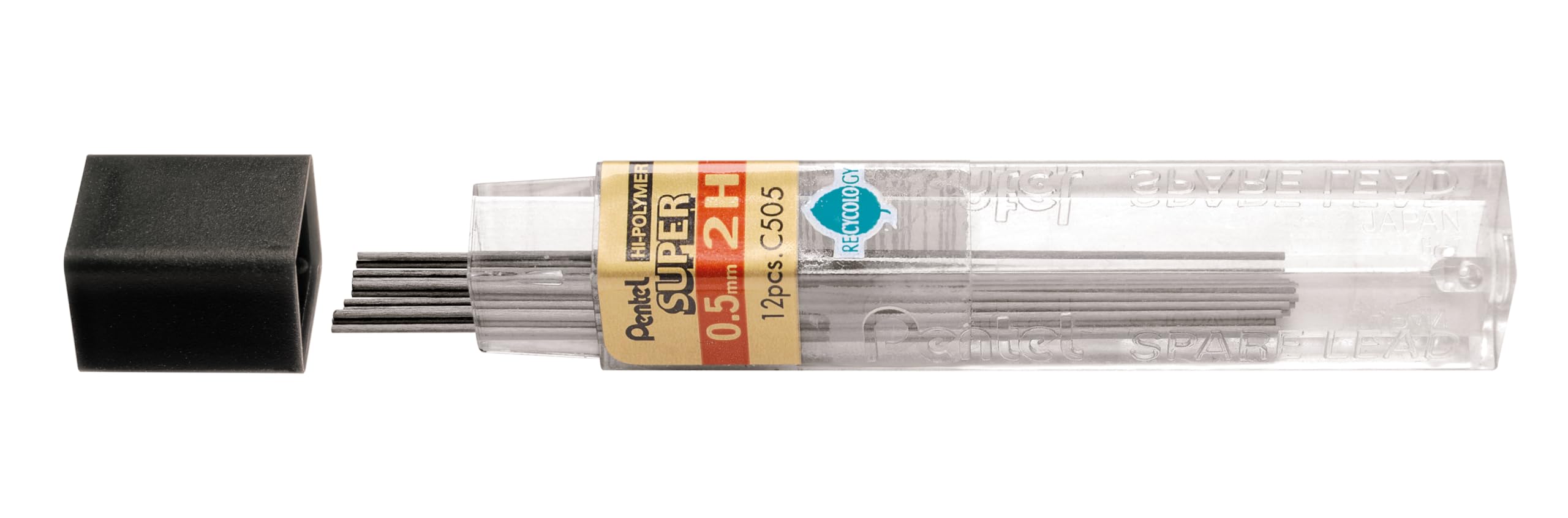 pentel-super-hi-polymer-c505-2h-mines-porte-mines-0-5-mm-lot-de-12-tuis-de-12-mi image 2