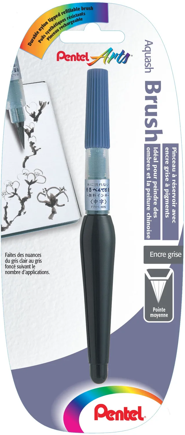 pentel-art-brush-frh-pinceau-r-serve-d-encre-grise-10-ml-pointe-moyenne image 1