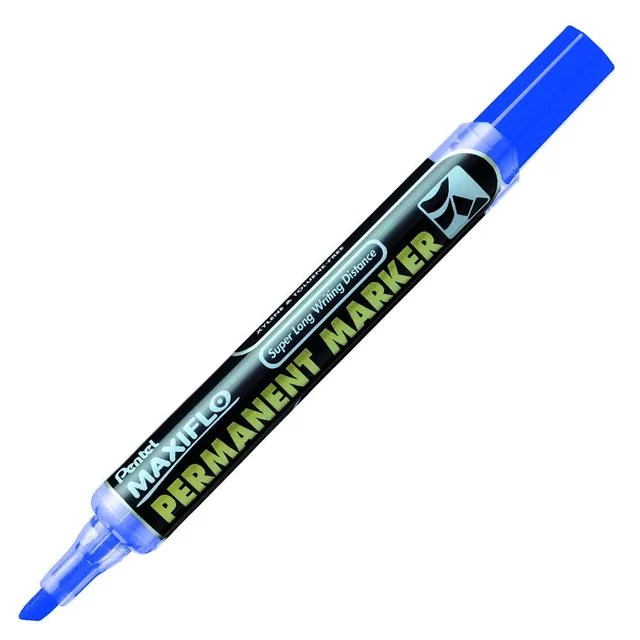 pentel-maxiflo-nlf60-co-marqueur-permanent-pointe-biseaut-e-bleu-lot-de-12 image 1