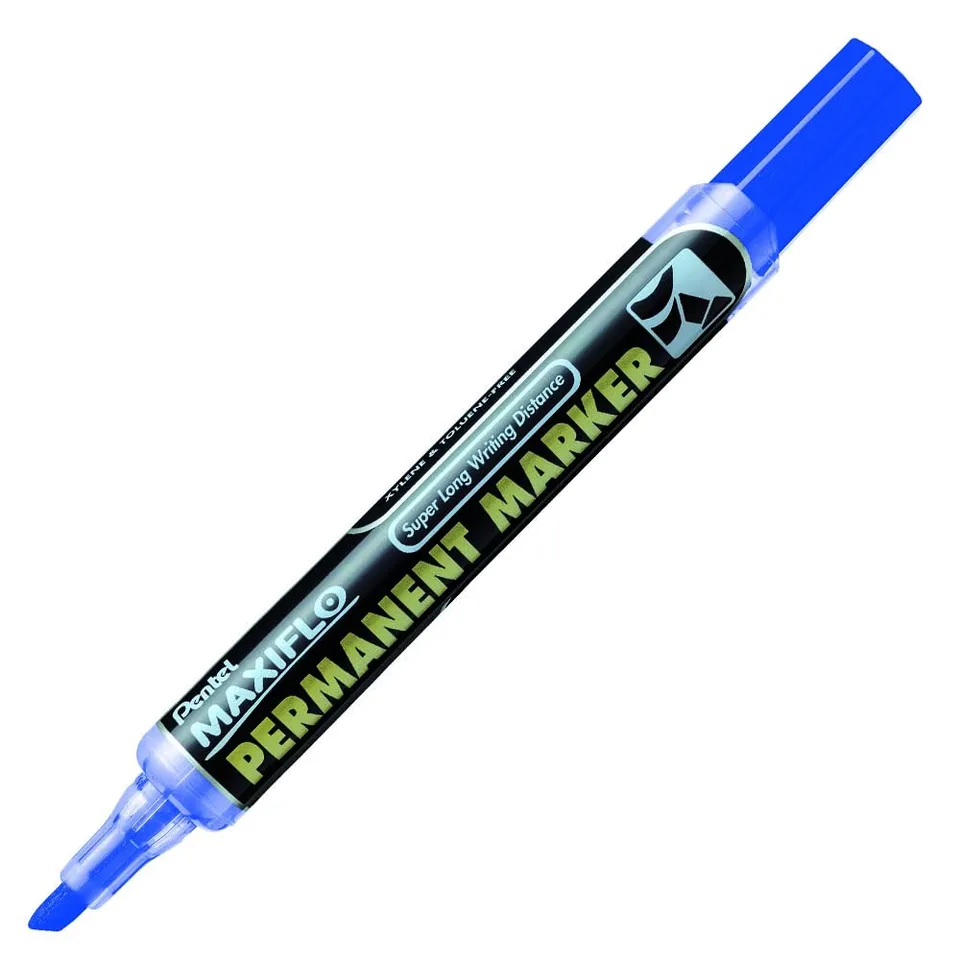 pentel-maxiflo-nlf60-co-marqueur-permanent-pointe-biseaut-e-bleu-lot-de-12 image 1