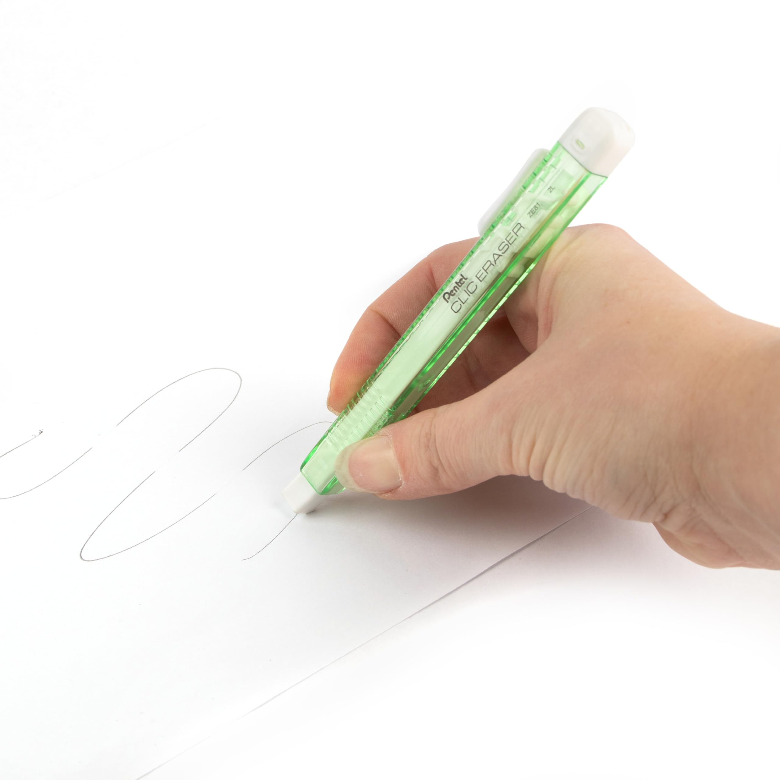 pentel-clic-eraser-ze81-stylo-gomme-rechargeable-corps-vert-clair-lot-de-12 image 5